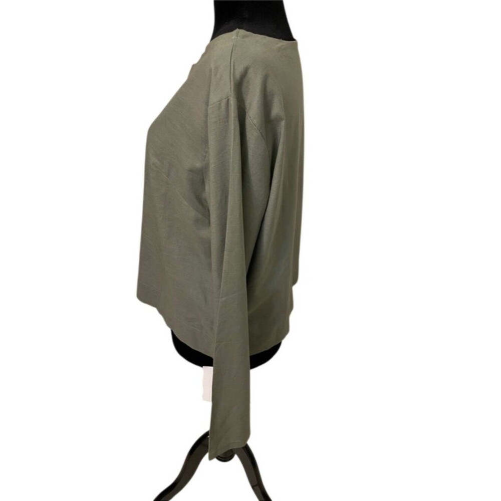 NWT North Fashion Sage Green Linen Blend Pullover Top Womens L Minimalist - Picture 4 of 8